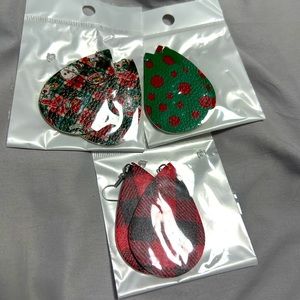 Faux leather Christmas earrings